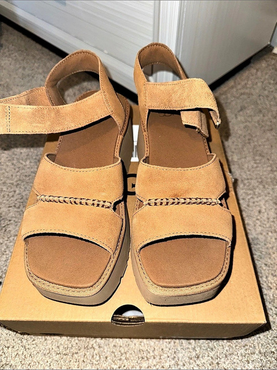 UGG Shoes - UGG New Heights Ankle Strap Wedge Sandals Brown US 8